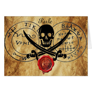 ANTIEKE TALISMAN / PIRATEN SCHATKAART WASZEGEL