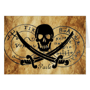 ANTIEKE TALISMAN / PIRATEN SCHATKAART WASZEGEL