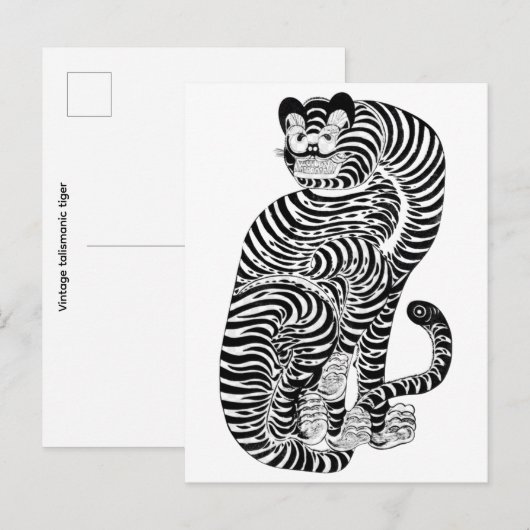 Antieke talisman tijger briefkaart (Voorkant / Achterkant)