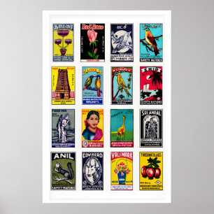 Antieke Tamil Luciferdoosje Label Kunst Retro Ephe Poster