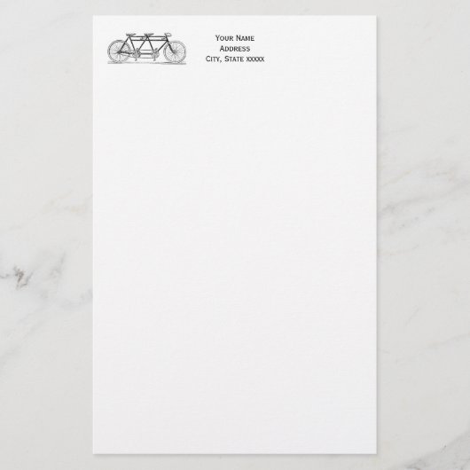 Antieke tandemfiets briefpapier (Voorkant)
