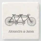 Antieke tandemfiets stenen onderzetter (Voorkant)