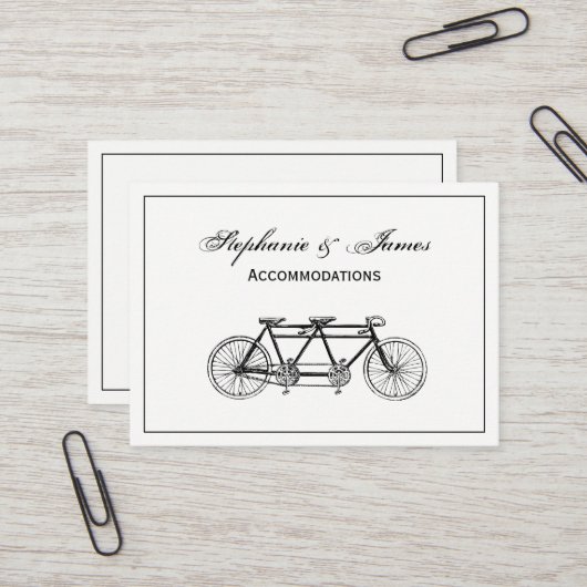 Antieke tandemfiets visitekaartje (Voorkant / Achterkant in situ)