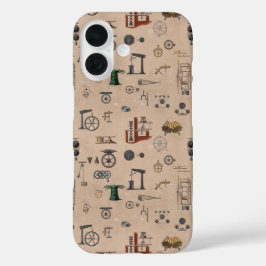 Antieke technische mechanische wetenschappelijke p iPhone 16 hoesje