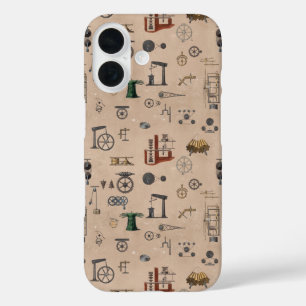 Antieke technische mechanische wetenschappelijke p iPhone 16 hoesje