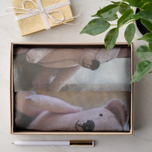 Antieke teddybeer foto tissuepapier (Geschenk)