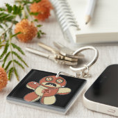 Antieke teddybeer voodoopop sleutelhanger (Voorkant Rechts)