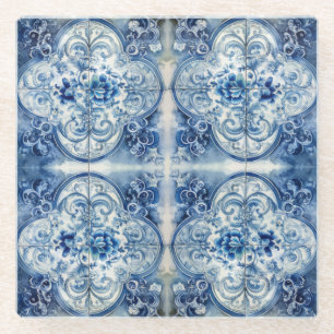 Antieke tegel in Delfts Blauw Glazen Onderzetter