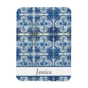 Antieke tegels in Delfts Blauw aanpasbaar Magneet