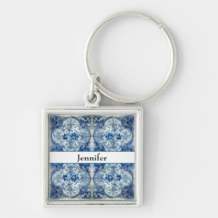 Antieke tegels in Delfts Blauw aanpasbaar Sleutelhanger