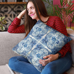 Antieke tegels in Delfts Blauw Kussen