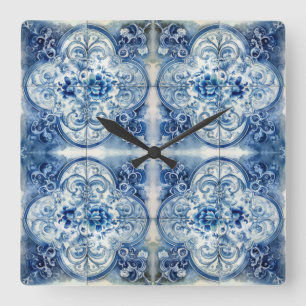 Antieke tegels in Delfts Blauw Vierkante Klok