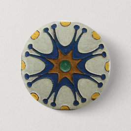 Antieke tegelspeld ronde button 5,7 cm