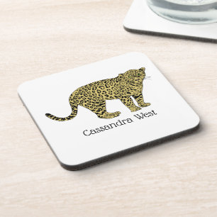 Antieke tekening van een gevlekte luipaard cheeta drankjes onderzetter