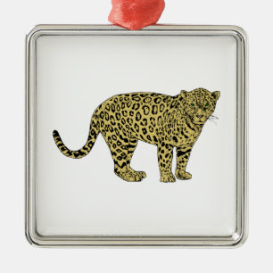 Antieke tekening van een gevlekte luipaard cheeta  metalen ornament