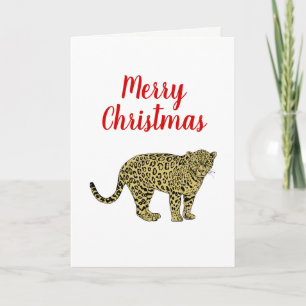 Antieke tekening van een luipaard cheeta gevlekte  feestdagen kaart