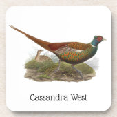 Antieke tekening van fazant jachtvogel in kleur bier onderzetter (Voorkant)