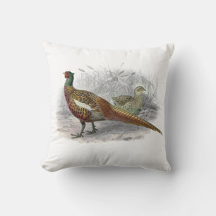 Antieke tekening van fazant jachtvogel kleur #2 kussen