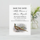 Antieke tekening van fazant jachtvogel kleur #2 save the date (Staand voorkant)
