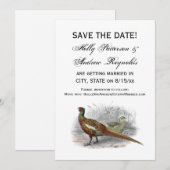 Antieke tekening van fazant jachtvogel kleur #2 save the date (Voorkant / Achterkant)