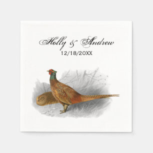Antieke tekening van fazant jachtvogel kleur #3 servet