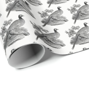 Antieke tekening van fazant jachtvogel zwart-wit cadeaupapier