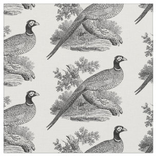 Antieke tekening van fazant, jachtvogel, zwart-wit stof