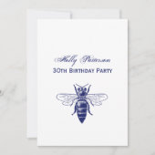 Antieke tekening van Koningin bij in blauw Kaart (Voorkant)