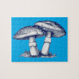 Antieke tekening van paddenstoel legpuzzel