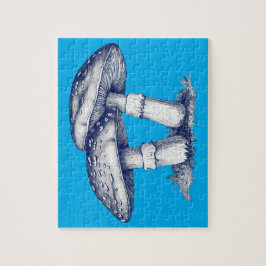 Antieke tekening van paddenstoel legpuzzel