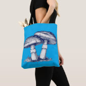 Antieke tekening van paddenstoel tote bag (Dichtbij)