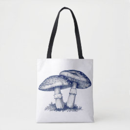 Antieke tekening van paddenstoel tote bag