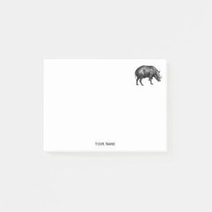 Antieke tekening van wild zwijn BW Post-it® Notes
