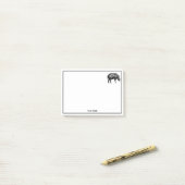 Antieke tekening van wild zwijn zwart-wit post-it® notes (Op bureau)