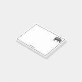 Antieke tekening van wild zwijn zwart-wit post-it® notes (Schuin)
