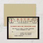 Antieke Telegram Stijl RSVP Kaart (Voorkant / Achterkant)