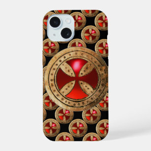 ANTIEKE TEMPLERKRUIS Rode Robijn Edelsteen iPhone 15 Case
