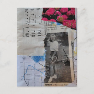 Antieke Tennis Vrouw Collage Ansichtkaart Briefkaart