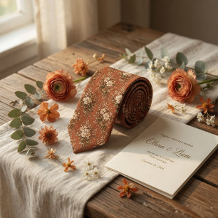 Antieke Terracotta en Wilde Bloementuin Botanisch Stropdas
