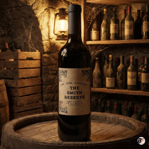 Antieke "The Smith Reserve" Gepersonaliseerde Vero Wijn Etiket