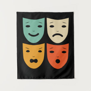 Antieke theater maskers theater actrice drama acte wandkleed