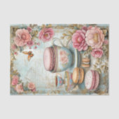 ANTIEKE THEEKOP EN MACARONS DECOUPAGE TISSUEPAPIER (Voorkant)