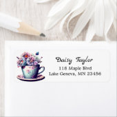 Antieke theekopje met bloemen Etiket (Insitu)