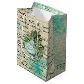 Antieke Theepot & Ephemera Collage Medium Cadeauzakje (Voorkant Gekanteld)