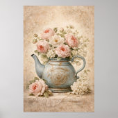 Antieke Theepot met Rozen Poster (Voorkant)