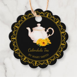 Antieke theepot Thuisgemaakte calendula-thee hangl Bedankjes Labels