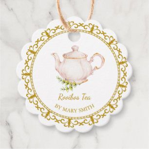 Antieke Theepot Thuisgemaakte Rooibos Thee Hanglab Bedankjes Labels