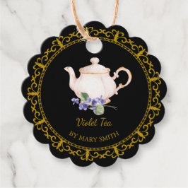 Antieke Theepot Thuisgemaakte Violette Thee Hangla Bedankjes Labels