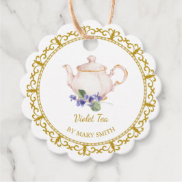 Antieke theepot Thuisgemaakte violette theehanglab Bedankjes Labels