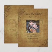 Antieke Theevlek in Vintage Stijl Swirl Save the D Date (Voorkant / Achterkant)